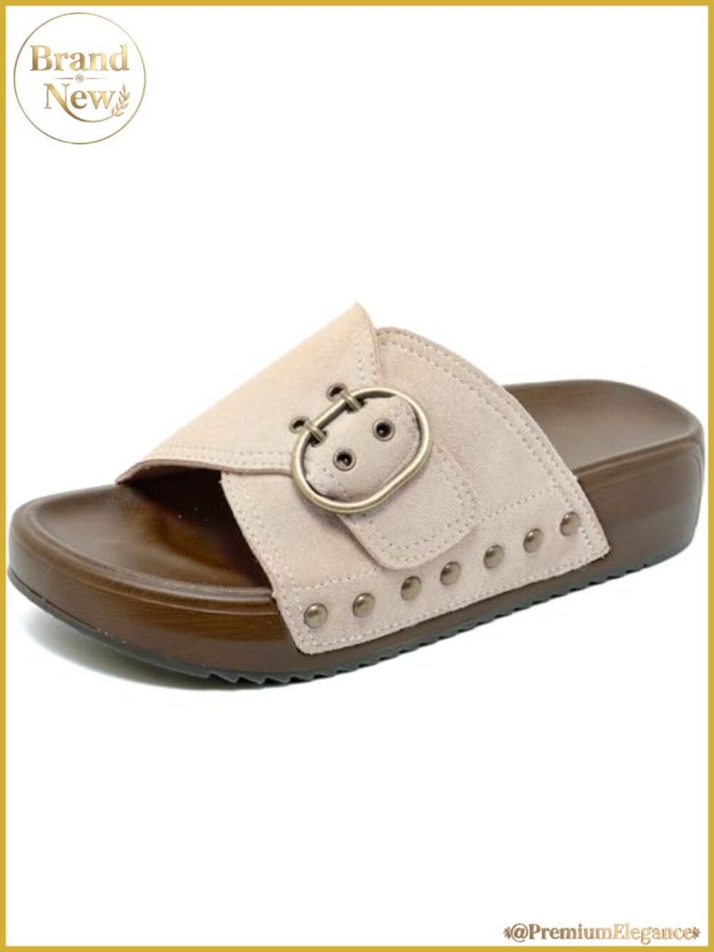 Women's Platform Sandals Non Slip Slides with Buckle Straps